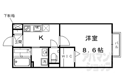 JR東海道・山陽本線 西大路駅 徒歩12分の賃貸アパート 1階1Kの間取り