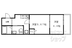 JR東海道・山陽本線 京都駅 徒歩15分の賃貸マンション 1階2Kの間取り