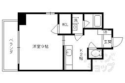JR東海道・山陽本線 西大路駅 徒歩10分の賃貸マンション 9階1Kの間取り