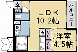 JR東海道・山陽本線 京都駅 徒歩15分の賃貸マンション 4階1LDKの間取り