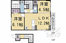 キャッスルヴュー山口 205 1階2LDKの間取り