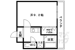 京都市営烏丸線 北大路駅 徒歩17分の賃貸マンション 3階1Kの間取り