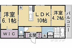 阪急京都本線 西京極駅 徒歩14分の賃貸アパート 3階2LDKの間取り