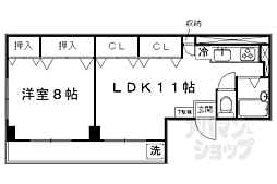 京都市営烏丸線 北大路駅 徒歩14分の賃貸マンション 5階1LDKの間取り
