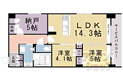 イニシア京都御所南 4階2SLDKの間取り