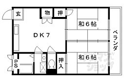 JR東海道・山陽本線 西大路駅 徒歩15分の賃貸マンション 3階2DKの間取り