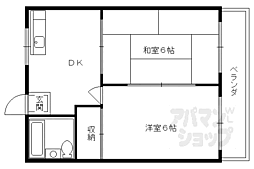 JR東海道・山陽本線 西大路駅 徒歩4分の賃貸マンション 4階2DKの間取り