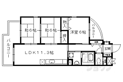 京都市営烏丸線 北山駅 徒歩3分の賃貸マンション 1階3LDKの間取り