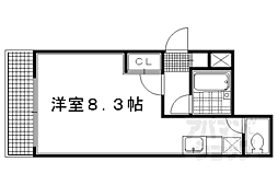 京福電気鉄道北野線 北野白梅町駅 徒歩9分の賃貸マンション 4階ワンルームの間取り