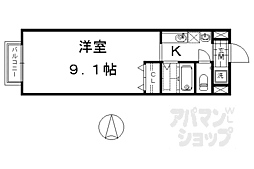 Ｃａｌｍｅ五条 2階1Kの間取り