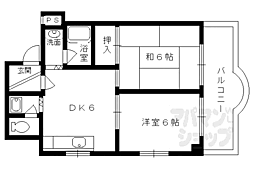 サンパレス東山 6階2DKの間取り