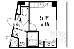 京福電気鉄道北野線 北野白梅町駅 徒歩10分の賃貸マンション 2階ワンルームの間取り