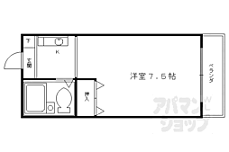 京都地下鉄東西線 西大路御池駅 徒歩4分の賃貸マンション 1階1Kの間取り