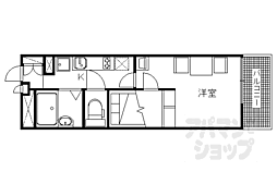 阪急京都本線 西院駅 徒歩9分の賃貸アパート 2階1Kの間取り