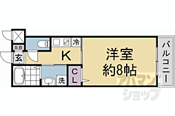 JR山陰本線 丹波口駅 徒歩8分の賃貸マンション 3階1Kの間取り