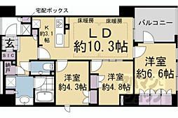 阪急京都本線 大宮駅 徒歩7分の賃貸マンション 3階2SLDKの間取り