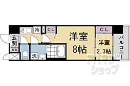 阪急京都本線 西院駅 徒歩2分の賃貸マンション 4階2Kの間取り