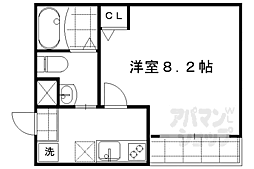 京都市営烏丸線 今出川駅 徒歩15分の賃貸マンション 2階1Kの間取り