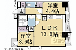STANDZ京都二条 2LDKの間取図画像