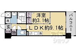 リシュドール梅小路 1LDKの間取図画像