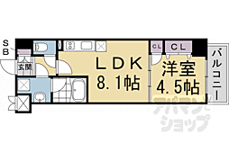 ヴィラ岡崎神宮 1DKの間取図画像