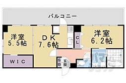 デ・リード御池 2DKの間取図画像