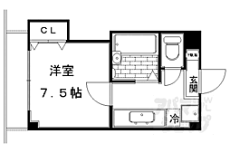 ヴェルメゾン北大路 1Kの間取図画像