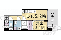 アスヴェル京都西大路SOUTH 1DKの間取図画像