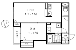 シャーメゾン清水道 1LDKの間取図画像