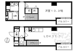 シャトーあと村 1LDKの間取図画像