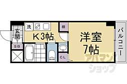 Aフラット高野 1Kの間取図画像