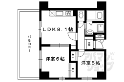 リバティー四条烏丸 2DKの間取図画像