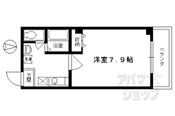 バインオークセント 1Kの間取図画像
