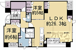 プレミスト京都六角通堂之前町 2LDKの間取図画像