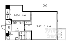 プレサンスNEO京都烏丸 2Kの間取図画像