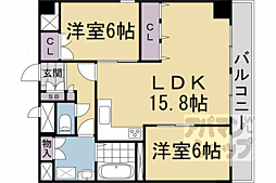 グラン・ドムール五条烏丸 2LDKの間取図画像