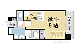 プレサンス京都烏丸爛都 ワンルームの間取図画像