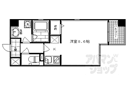 ベルヴィ富小路 1Kの間取図画像