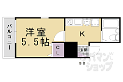 クラシカル志音 1Kの間取図画像