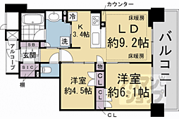ジ・アーバネックス京都河原町プレイズ 2LDKの間取図画像