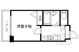 ヴィラ東海15号館 1Kの間取図画像