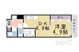 シャイン東山 1DKの間取図画像