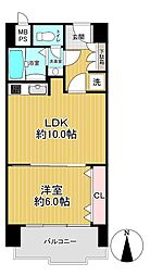 朝日プラザ昭和町 1LDKの間取図画像