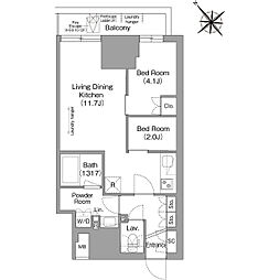 コンフォリア・リヴ東池袋 11階2LDKの間取り