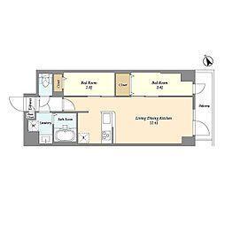 アルファコート曳舟2 8階2LDKの間取り