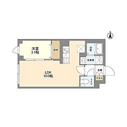 ウェルスクエア笹塚II 3階1LDKの間取り