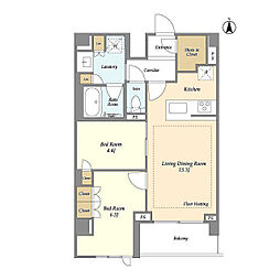 LIBR GRANT 四谷三丁目 3階2LDKの間取り