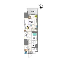 ドゥーエ亀戸 9階1Kの間取り