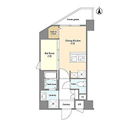 ラティエラ都立大学 3階1DKの間取り