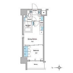 ルフォンプログレ門前仲町マークス 2階1DKの間取り